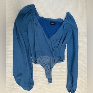 Blue long sleeve body suit